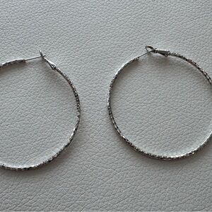 Elegant Textured Silver Hoop Earrings